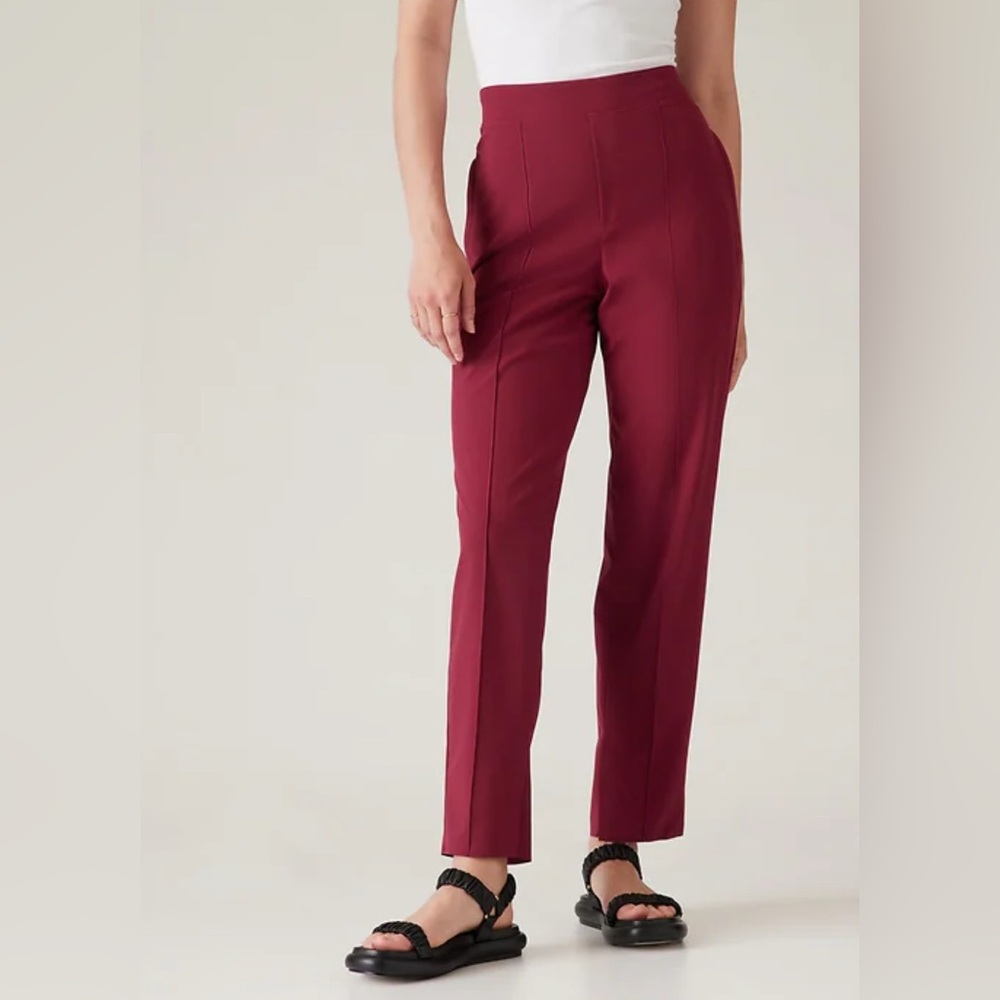Athleta Brooklyn Heights Pant Athleisure Gym Burgundy 12 Tall High Waist